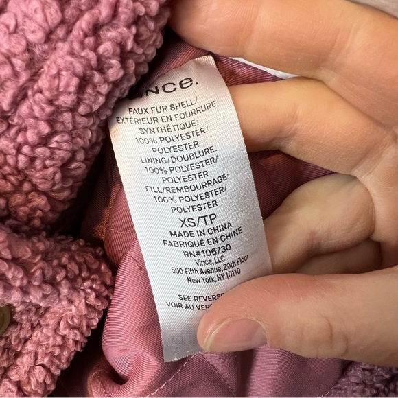 Vince Mauve Teddy Sherpa Jacket XS - Picture 7 of 9